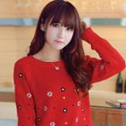 Flower Embroidered Sweater