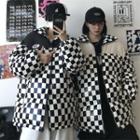 Couple Matching Checkered Zip-up Padded Jacket