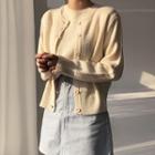 Set: Crew-neck Cardigan + Knit Top
