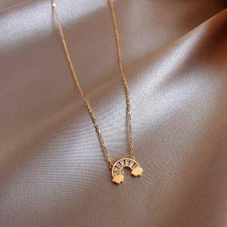 Rhinestone Rainbow Necklace Gold - One Size