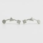 925 Sterling Silver Geometric Earring 925 Silver - Silver - One Size