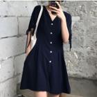 Tie-cuff Short-sleeve Buttoned Playsuit