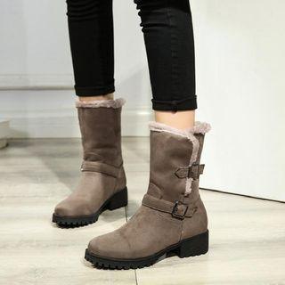 Fleece-lining Chunky-heel Mid-calf Boots