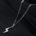 Rhinestone Lightning Pendant Necklace Silver - One Size