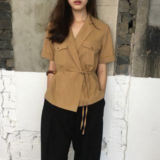 Tie Waist Short-sleeve Blouse
