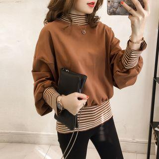 Mock Two-piece Striped Panel Sweatshirt