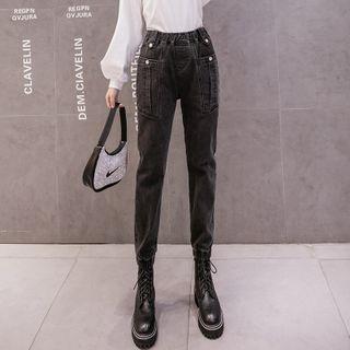 High-waist Denim Jogger Pants