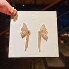 Rhinestone Butterfly Drop Earring 1 Pair - Rhinestone - Silver & Gold - One Size