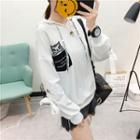 Ribbon Detail Cat Applique Hoodie