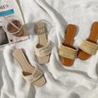 Fringed Rattan Slide Sandals