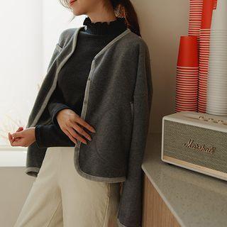 Snap-button Piped Cardigan