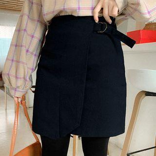 Plus Size Buckled A-line Wrap Skirt