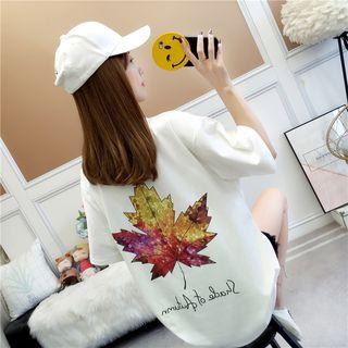 Maple Leaf Print Short-sleeve T-shirt