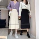Contrast Trim Knit Midi Skirt