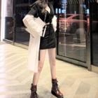 Long Color Block Button Jacket / Spaghetti Strap Top / Fitted Mini Skirt