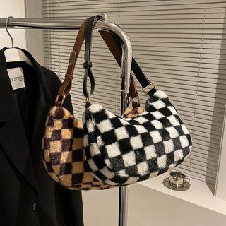 Check Fleece Crossbody Bag