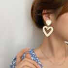Heart Drop Sterling Silver Ear Stud 1 Pair - White - One Size