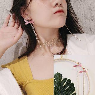 Rhinestone Bow Fringed Earring