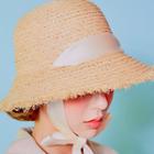 Ribbon-strap Raffia Sun Hat