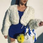 Tie-front Faux-fur Cropped Jacket