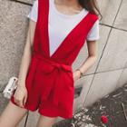 Set: Plain Short Sleeve T-shirt + Pinafore Playsuit