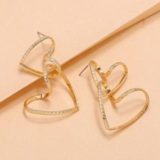 Rhinestone Alloy Heart Earring 1 Pair - Gold - One Size
