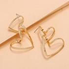 Rhinestone Alloy Heart Earring 1 Pair - Gold - One Size