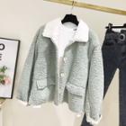 Fleece Buttoned Jacket Green - One Size