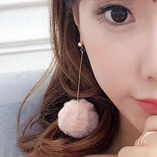 Furry Ball Drop Earring / Clip-on Earring