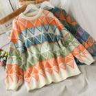 Colorblock Argyle Sweater