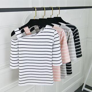 Off Shoulder Elbow-sleeve T-shirt