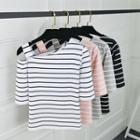 Off Shoulder Elbow-sleeve T-shirt