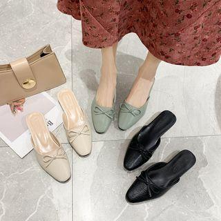 Bow Chunky Heel Mules