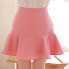 Inset Shorts Pastel-color Ruffled Miniskirt