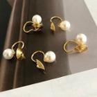 Faux Pearl Ear Cuff 1 Pc - White Faux Pearl - Gold - One Size