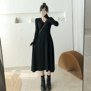 Long-sleeve Slim Fit Plain Knit Dress