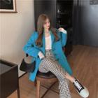 Woolen Blazer / Plaid Straight-cut Pants