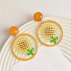 Floral Drop Earring 1 Pair - Silver Needle - Orange - One Size
