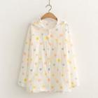 Dot Print Button-up Hooded Jacket