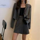 Plain Crop Blazer / A-line Skirt