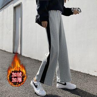 Fleece Contrast Trim Wide-leg Pants
