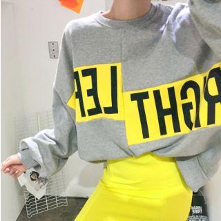 Lettered Oversized Color-block Sweatshirt