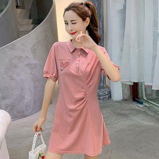 Short-sleeve Heart Detail Polo Dress