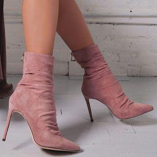 Faux Suede High Heel Slouch Boots