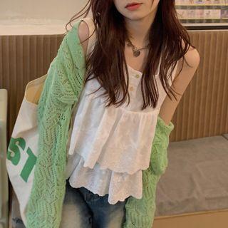 Plain Cardigan / Sleeveless Top