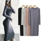 Long Sleeve Plain Maxi Bodycon Dress