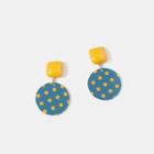 Dotted Resin Disc Dangle Earring Emerald - One Size