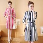 3/4-sleeve Pinstripe Dress