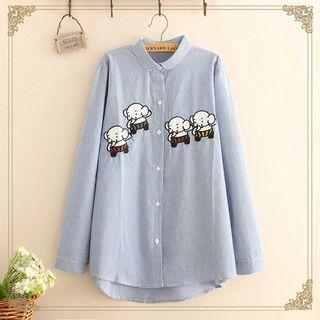 Elephant Embroidered Long-sleeve Shirt