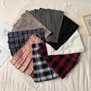 High-waist Plaid Accordion Pleat Mini Skirt